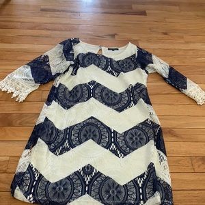 Blue and white dress